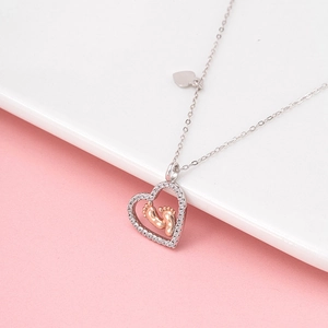 925 Sterlingsilber Herz Anhänger Halskette Für Damen Baby Fußabdrücke Zirkonia Eingelegt Muttertag Schmuck Geschenk