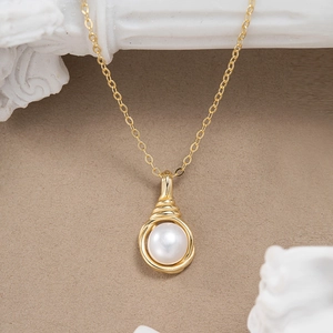 Elegant Artificial Pearl Pendant Necklace For Women With 925 Sterling Silver Clavicle Chain Minimalist Wire Wrapped Jewelry Gift