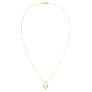 Detailed close-up of 925 silver gold-plated necklace with water drop pearl pendant