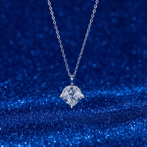 Elegant S925 sterling silver necklace with a brilliant 8mm square-cut cubic zirconia pendant