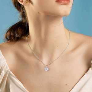 S925 sterling silver necklace featuring a brilliant 8mm princess cut cubic zirconia pendant
