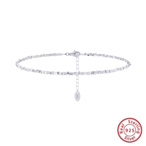 Minimalist S925 sterling silver geometric block bracelet with polished lobster clasp