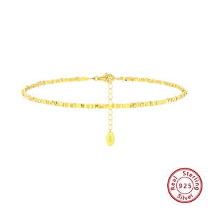 Minimalist S925 sterling silver geometric cube chain bracelet with adjustable lobster clasp