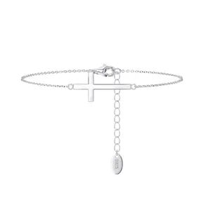 925 Sterling Silver Cross Bracelet For Women Minimalist Gold Plated Adjustable Religious Jewelry Chain Hand Ornament
