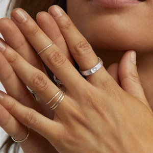 Ensemble de bagues en argent 925 avec motif coeur et diamants ronds brillants