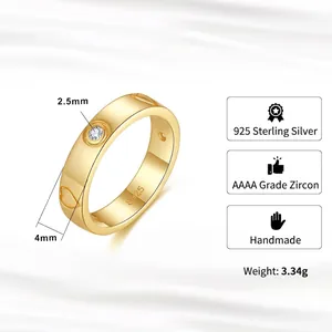 Bague coeur minimaliste en argent sterling S925 avec une pierre zircone AAAA 2,5mm