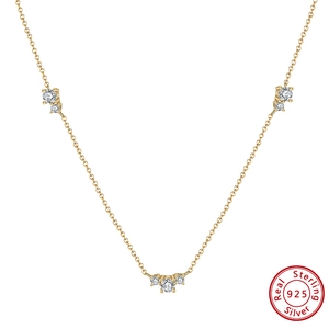 Élégant collier cœur en argent sterling 925 doré avec des pendentifs en zircon clair