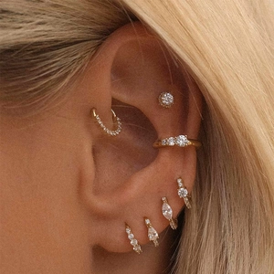Parure de boucles d'oreilles luxe en argent S925 doré avec cristaux de zircon pour femme