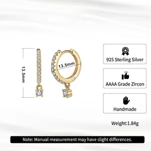 18K vergoldete S925 Sterling Silber Creolen mit funkelnden AAAA runden Zirkonia Steinen