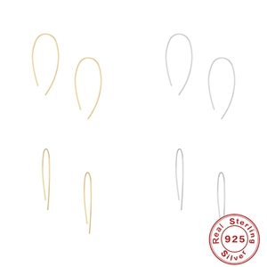 Minimalist S925 sterling silver geometric hook earrings in gold and silver finishes