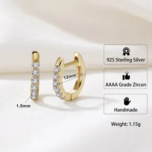 Minimalist gold S925 sterling silver hoop earrings with AAAA zircons 12mm