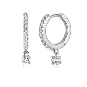 925 Sterlingsilber Strass Creolen Hänger Ohrringe Für Damen Geometrische Runde Ohrhänger Moderner Modeschmuck Geschenk