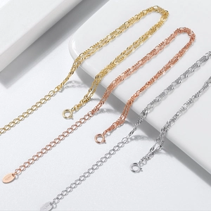 S925 sterling silver double-layer water wave chains in gold, rose gold and silver