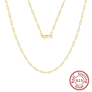 Minimalist gold S925 sterling silver paperclip chain necklace with a lobster clasp