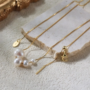 Minimalist S925 Sterling Silver 14K Gold Plated Pendant Necklace With Natural Freshwater Pearl For Women Fashion Jewelry