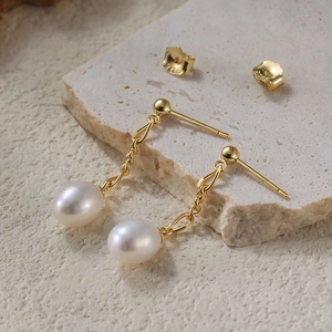 925 Sterling Silver Freshwater Pearl Drop Earrings For Women Minimalist Handmade Jewelry Wedding Party Pearl Dangle Earrings