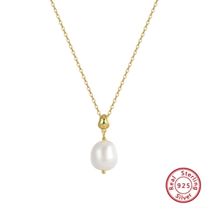 Collier minimaliste en argent sterling s925 avec pendentif perle d'eau douce naturelle