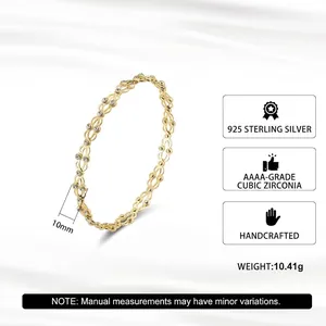 Bracelet fait main en argent 925 plaqué or 14K avec pierres en zircone cubique AAAA