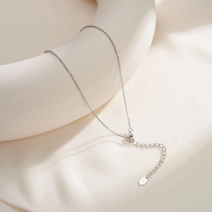 Detailed view of S925 sterling silver chain necklace with lobster clasp and extension