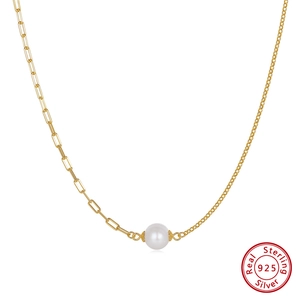 Minimaliste Argent Sterling 925 Plaqué Or Perle d'Eau Douce Pendentif Collier Bracelet Ensemble pour Femme Bijoux
