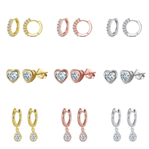 Collection de boucles d'oreilles en argent sterling S925 en or, argent et rose