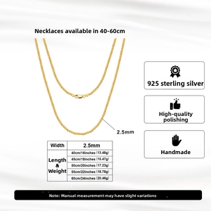 S925 sterling silver Byzantine chain necklace for men and women, available in 40-60cm lengths