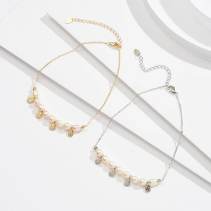 Elegant S925 sterling silver freshwater pearl bracelets with textured metal droplets