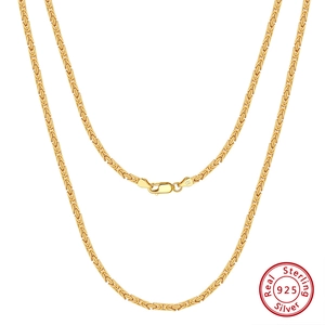925 Sterling Silver Byzantine Chain Necklace For Men Women Gold Platinum Plated Hip Hop Geometric Link Chain Everyday Jewelry