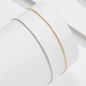Eleganti cavigliere a catena a serpente stile bambù placcate in oro 18k e argento S925
