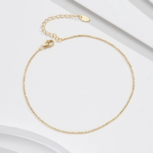 Minimalist S925 sterling silver beaded anklet with lobster clasp and adjustable chain