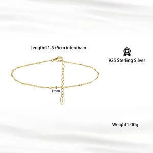 Minimalist S925 sterling silver twisted chain anklet with gold plating and lobster clasp