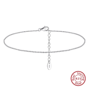 925 Sterling Silver Minimalist Round Bead Anklet For Women 14K Gold Plated Adjustable Summer Beach Foot Jewelry Foot Chain