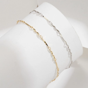 Minimalist S925 sterling silver twisted chain anklet in gold and silver finishes