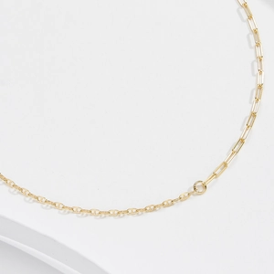 Gold s925 silver paperclip and marine link chain anklet with minimalist asymmetric design