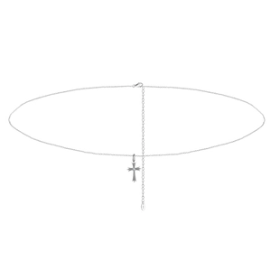 925 Sterling Silver Cross Pendant Waist Chain For Women Sexy Belly Body Chain 14K Gold Plated Rhinestone Jewelry Accessory