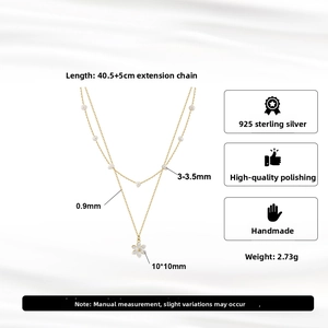 Detailed size specifications of 925 sterling silver pearl necklace with floral pendant