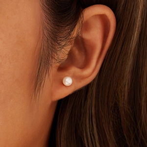 925 Sterling Silver Freshwater Pearl Stud Earrings For Women Minimalist 14K Gold Plated Round Pearl Earring Jewelry Gift