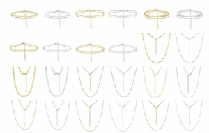 Detailed grid showing double-layer bamboo-style bracelets in gold and silver finishes