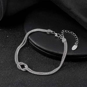 S925 sterling silver multi-strand knot bracelet with lobster clasp and adjustable chain