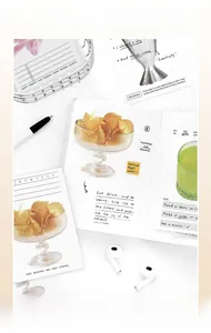Detail of artistic lifestyle planner stickers with daily schedule and functional goal cards