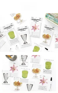 Top view of artistic illustration sticky memos featuring floral and lifestyle stationery