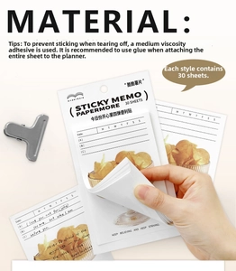 Detail of minimalist daily planner sticky notes with date and priority task lists