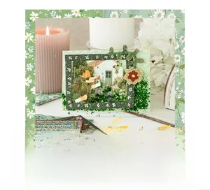 Detail of retro floral scrapbook paper with delicate illustrations and vintage garden patterns