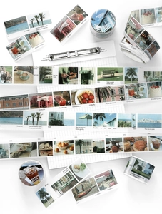 Détail de ruban washi 30mm avec motifs de paysages et texture mate pour scrapbooking