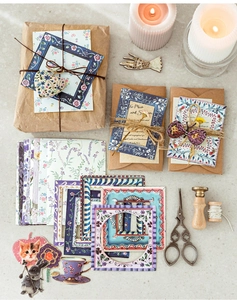 Vintage floral scrapbooking kit with aesthetic stickers and cards for DIY journaling