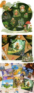 Detail of fairy tale PET stickers featuring forest themes and dream quest illustrations
