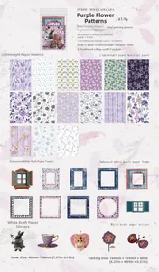 Detailed view of vintage garden stationery kit with embossed frames and floral stickers