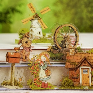 Fairy tale themed PET sticker pack featuring whimsical countryside cottage illustrations