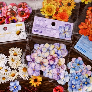 Retro-Story flower sticker pack with 25 pieces of colorful hand-drawn floral PET decals