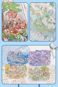 Detail of dreamlike animal fantasy stickers with floral and underwater themed illustrations